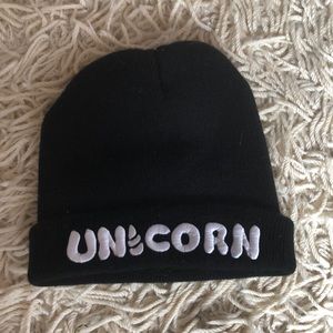 Black unicorn beanie